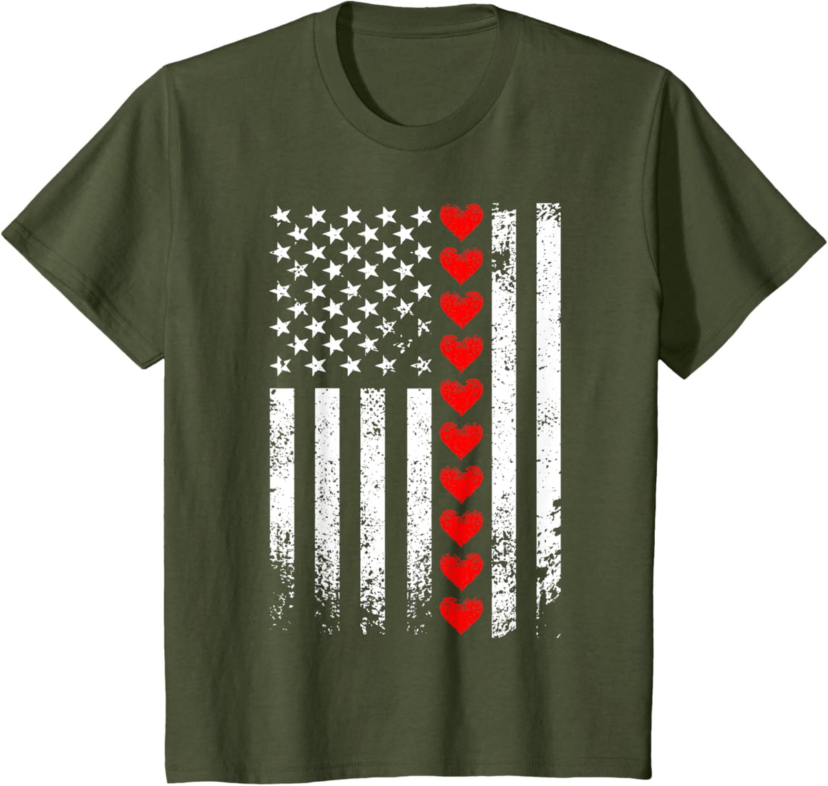 Vintage Valentines Day American Flag Hearts Mens Boys Kids