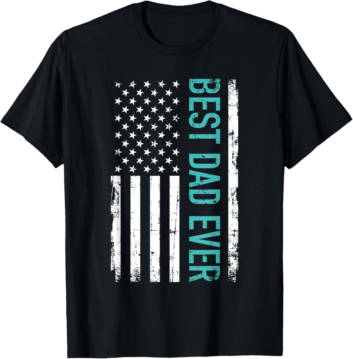 Father&#39;s day Best dad ever with US american flag Short Sleeve