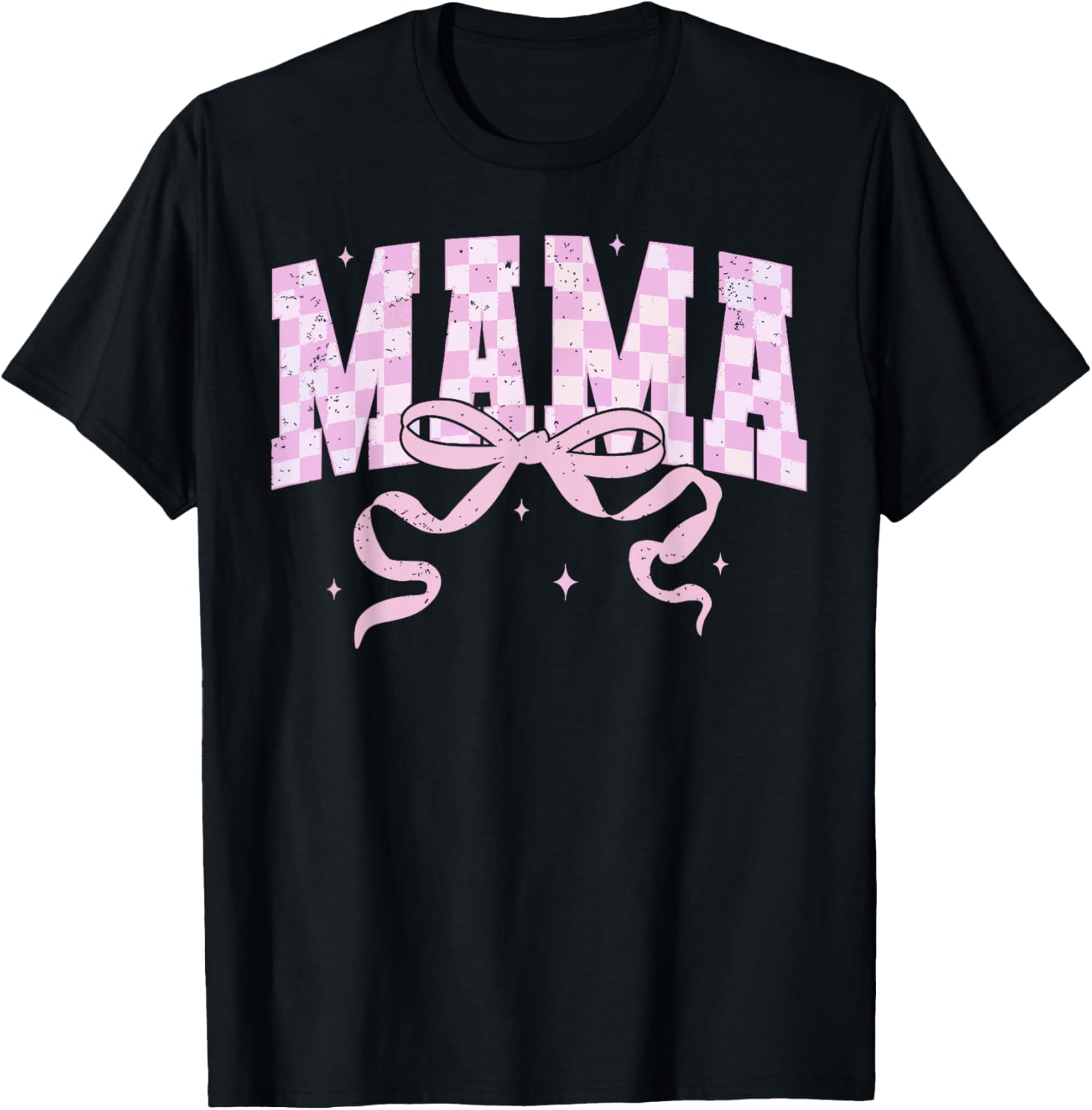 Retro Checkered Mama Coquette Mother's Day Pink Bow