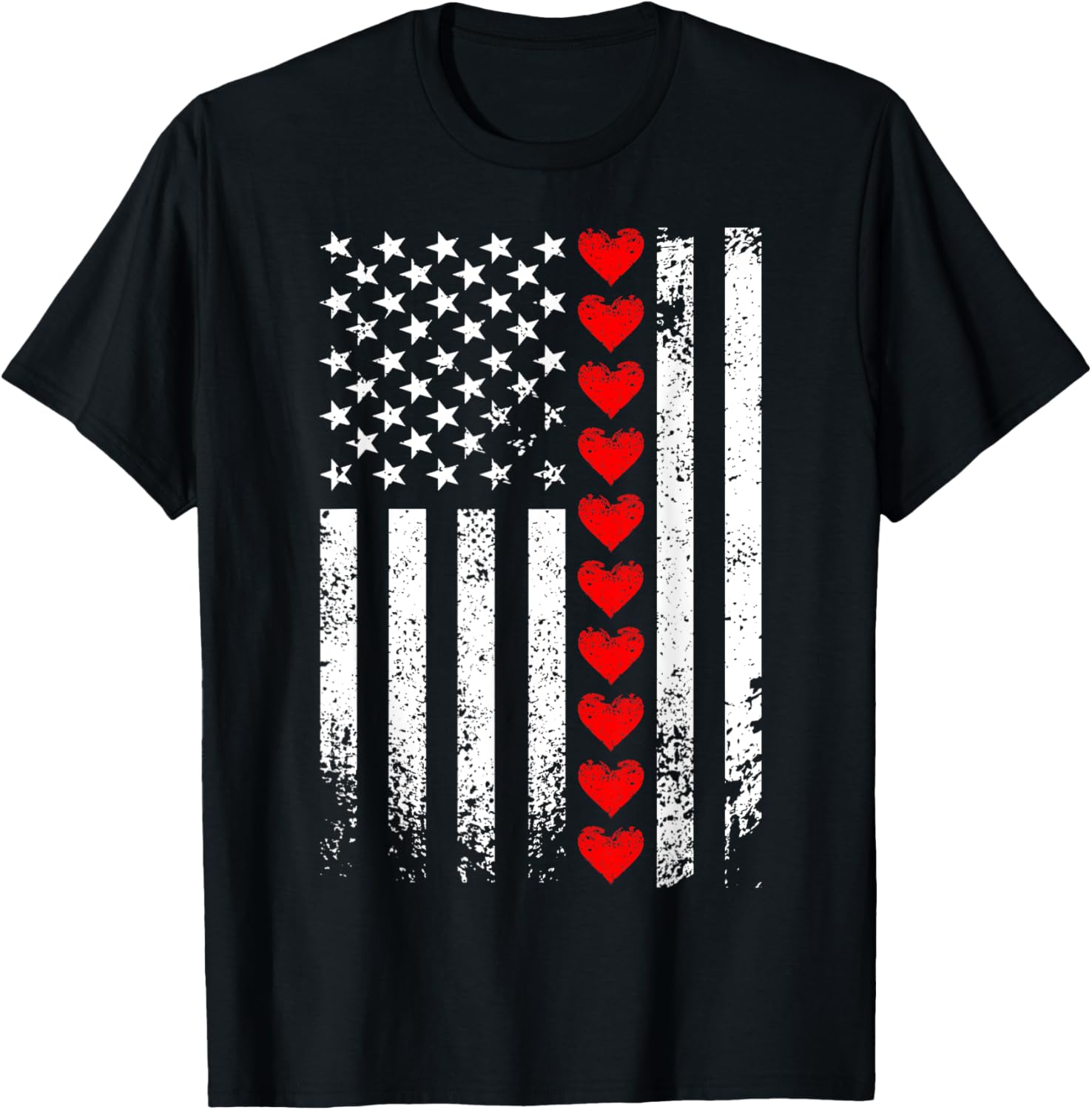 Vintage Valentines Day American Flag Hearts Mens Boys Kids