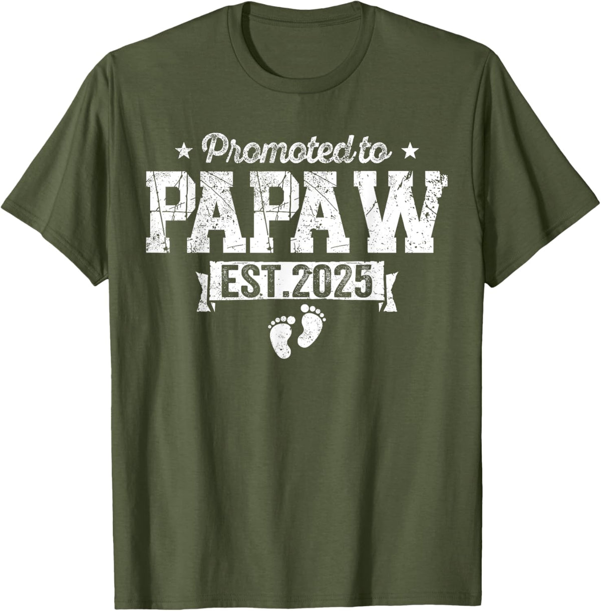 Retro Promoted To Papaw 2025 New Papaw First Father&#39;s Day T-Shirt, Small, Black