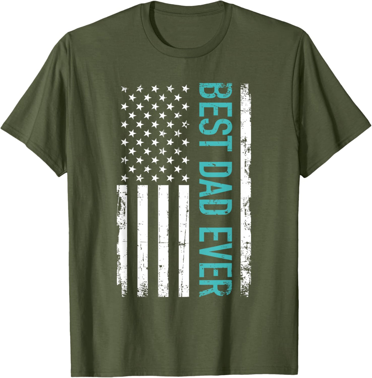 Father&#39;s day Best dad ever with US american flag Short Sleeve