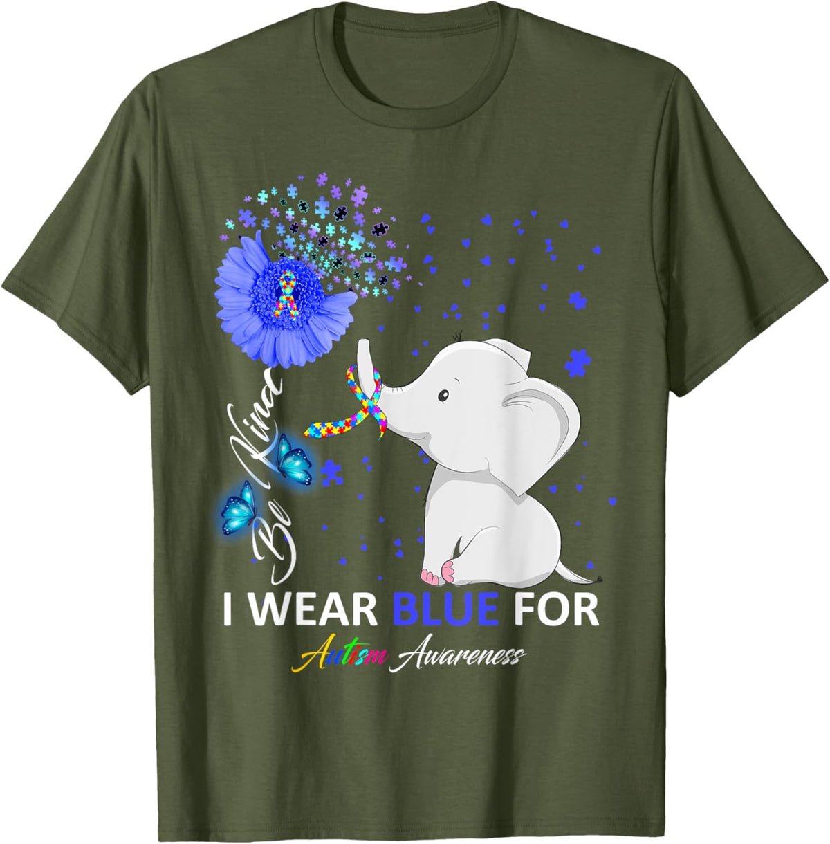 I Wear Blue Autism Awareness - Elephant Autism Awareness