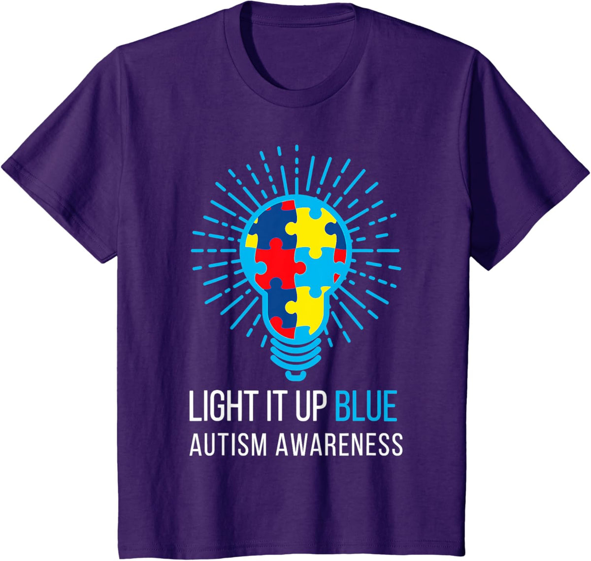 Light It Up Blue Autism Awareness Ribbon Puzzle Pieces