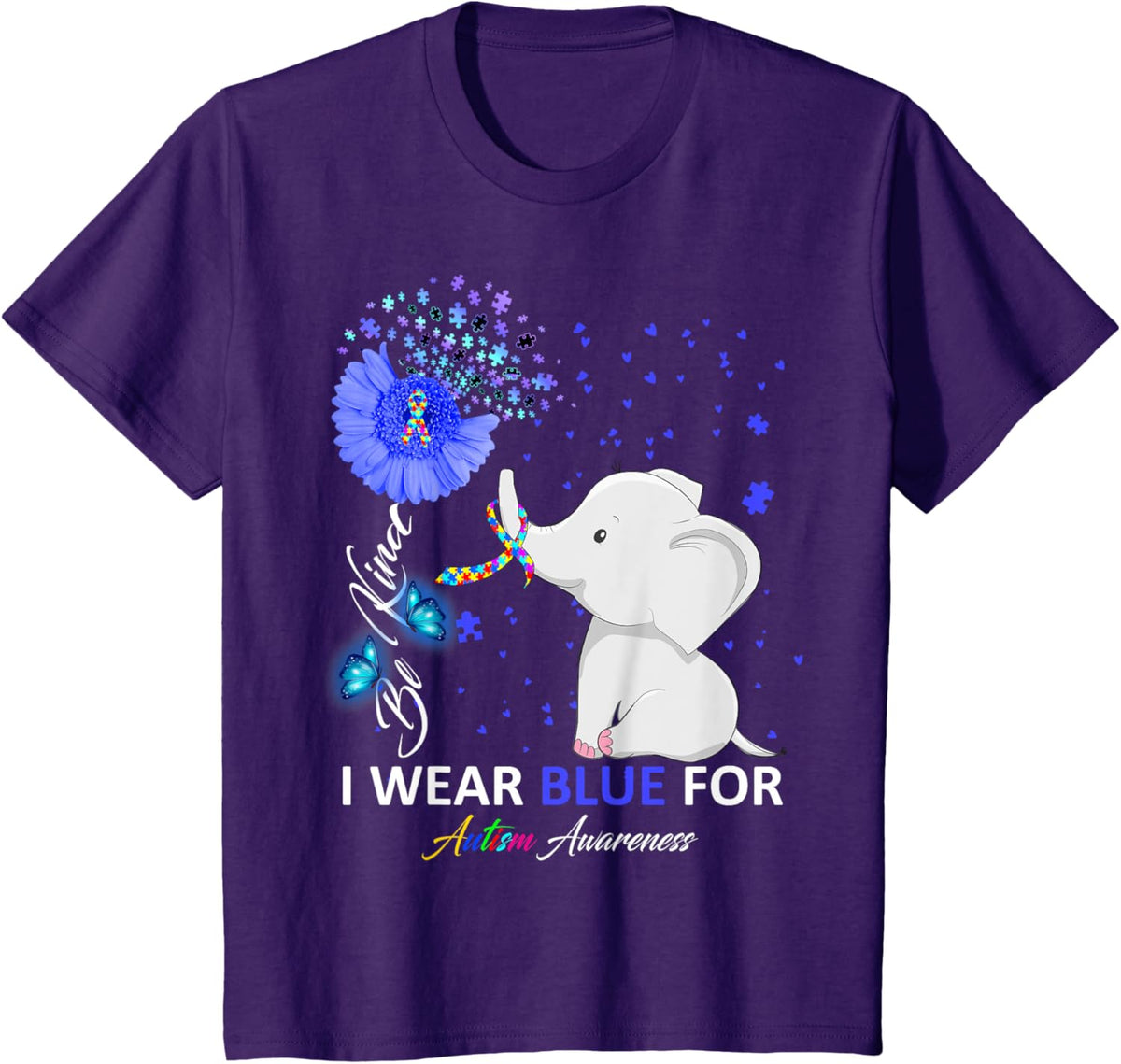 I Wear Blue Autism Awareness - Elephant Autism Awareness