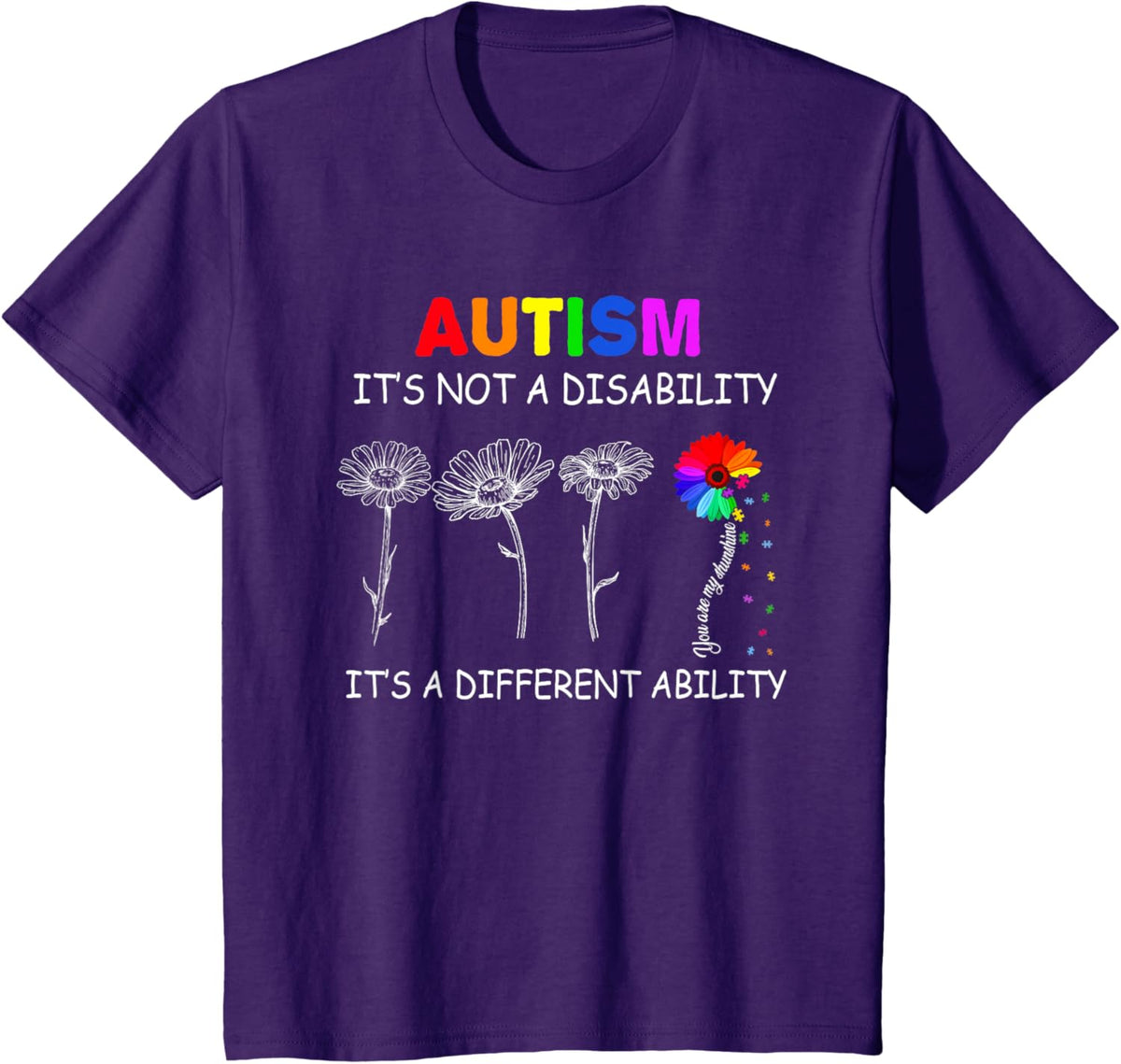 Not a disability its a different ability - Autism Awareness T-Shirt, Black