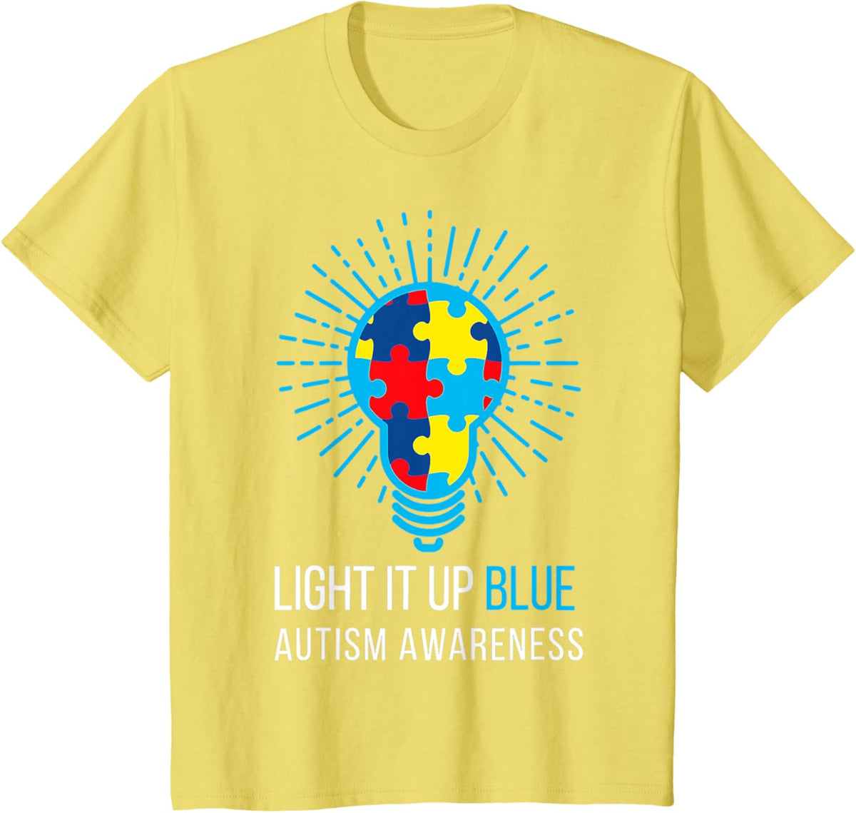 Light It Up Blue Autism Awareness Ribbon Puzzle Pieces