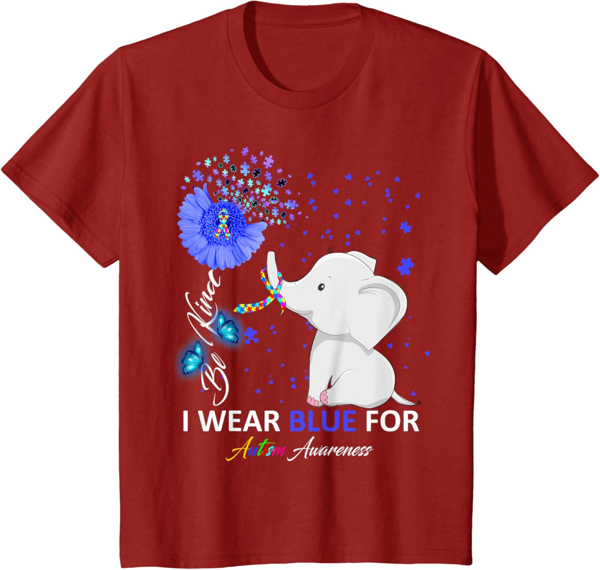 I Wear Blue Autism Awareness - Elephant Autism Awareness