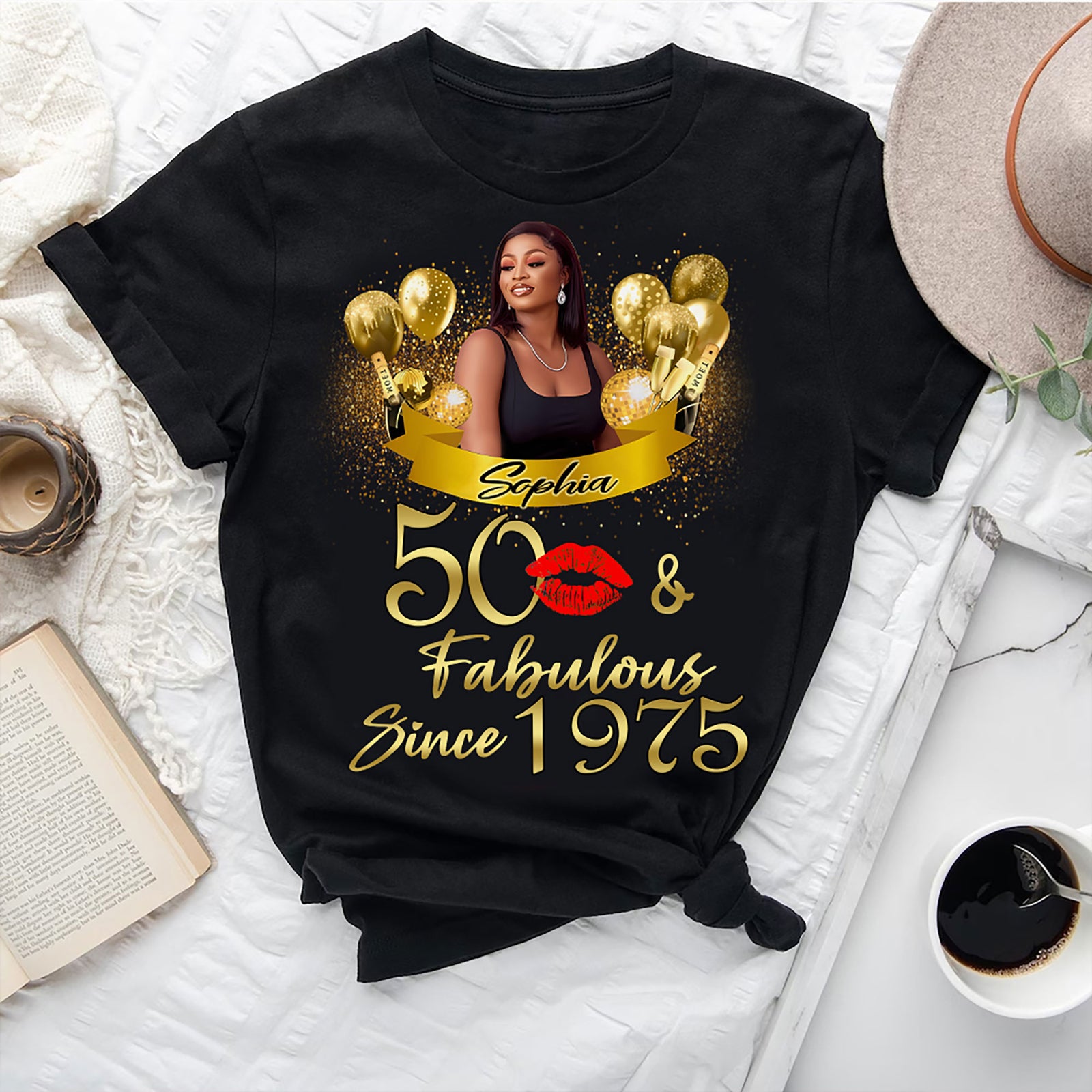 50th Birthday Shirts, Custom Birthday Shirts, Turning 50 Shirt, Gifts For Women Turning 50, 50 And Fabulous Shirt, 1975 Shirt, 50th Birthday Shirts For Her-YPT-HMT