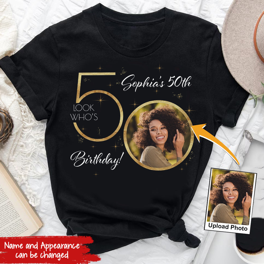 Custom Face Photo 50&#39;s Birthday Shirt, 50th Birthday Unique T Shirt For Woman, Custom Birthday Shirt, Her Gifts For 50 Years Old, Custom Picture Tee, Personalized Birthday Shirt-YPT-HCT