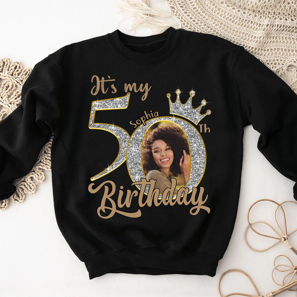 Custom Face Photo 50&#39;s Birthday Shirt, 50th Birthday Unique T Shirt For Woman, Custom Birthday Shirt, Her Gifts For 50 Years Old, Custom Picture Tee, Personalized Birthday Shirt-YPT-HCT