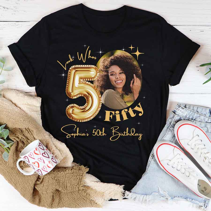 Custom Face Photo 50&#39;s Birthday Shirt, 50th Birthday Unique T Shirt For Woman, Custom Birthday Shirt, Her Gifts For 50 Years Old, Custom Picture Tee, Personalized Birthday Shirt-YPT-HCT