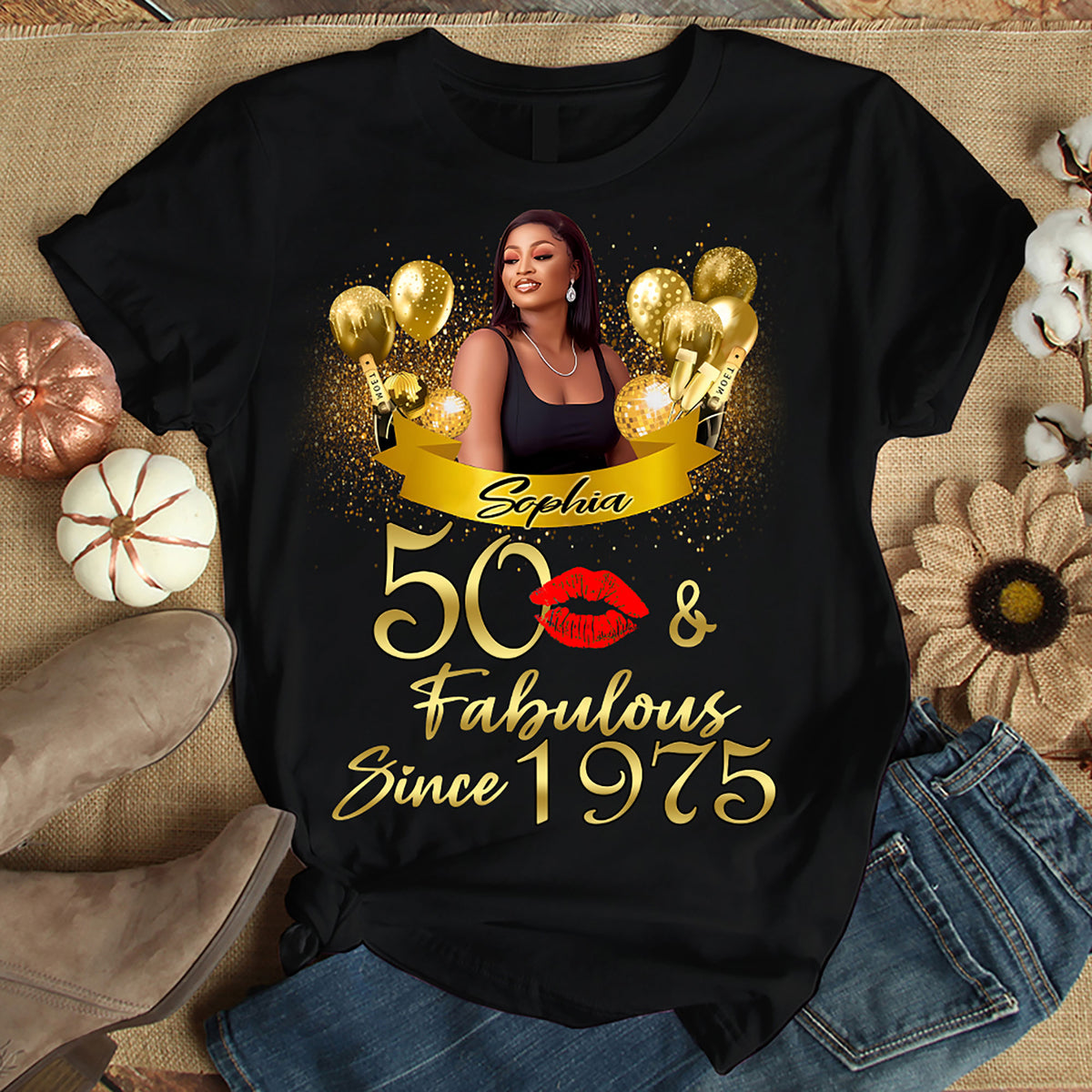 50th Birthday Shirts, Custom Birthday Shirts, Turning 50 Shirt, Gifts For Women Turning 50, 50 And Fabulous Shirt, 1975 Shirt, 50th Birthday Shirts For Her-YPT-HMT