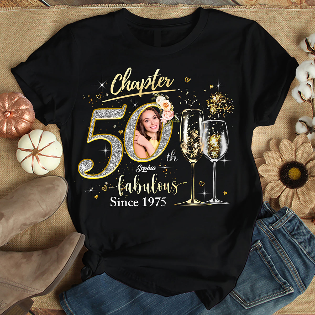 Chapter 50, Fabulous Since 1975 50th Birthday Unique T Shirt For Woman, Custom Birthday Shirt, Her Gifts For 50 Years Old , Turning 50 Birthday Cotton Shirt-YPT-HMT