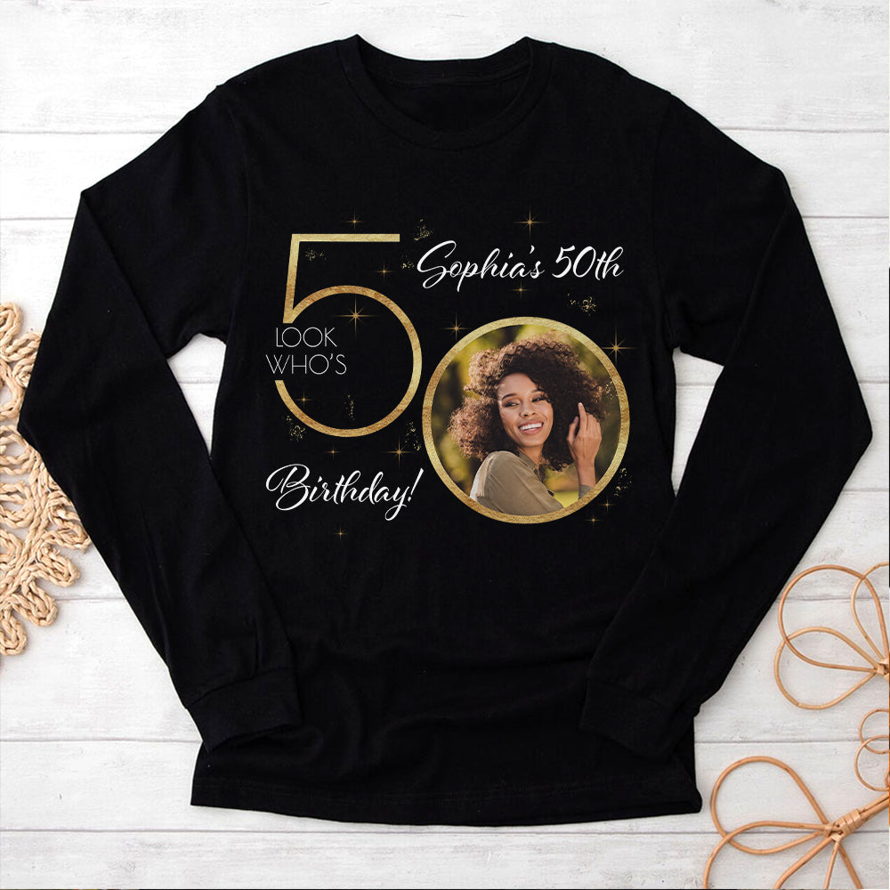 Custom Face Photo 50&#39;s Birthday Shirt, 50th Birthday Unique T Shirt For Woman, Custom Birthday Shirt, Her Gifts For 50 Years Old, Custom Picture Tee, Personalized Birthday Shirt-YPT-HCT