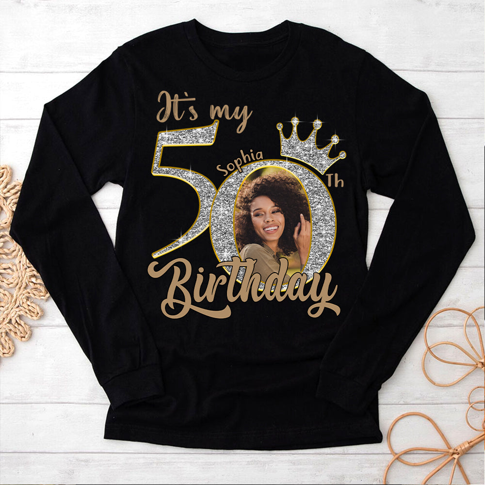 Custom Face Photo 50&#39;s Birthday Shirt, 50th Birthday Unique T Shirt For Woman, Custom Birthday Shirt, Her Gifts For 50 Years Old, Custom Picture Tee, Personalized Birthday Shirt-YPT-HCT