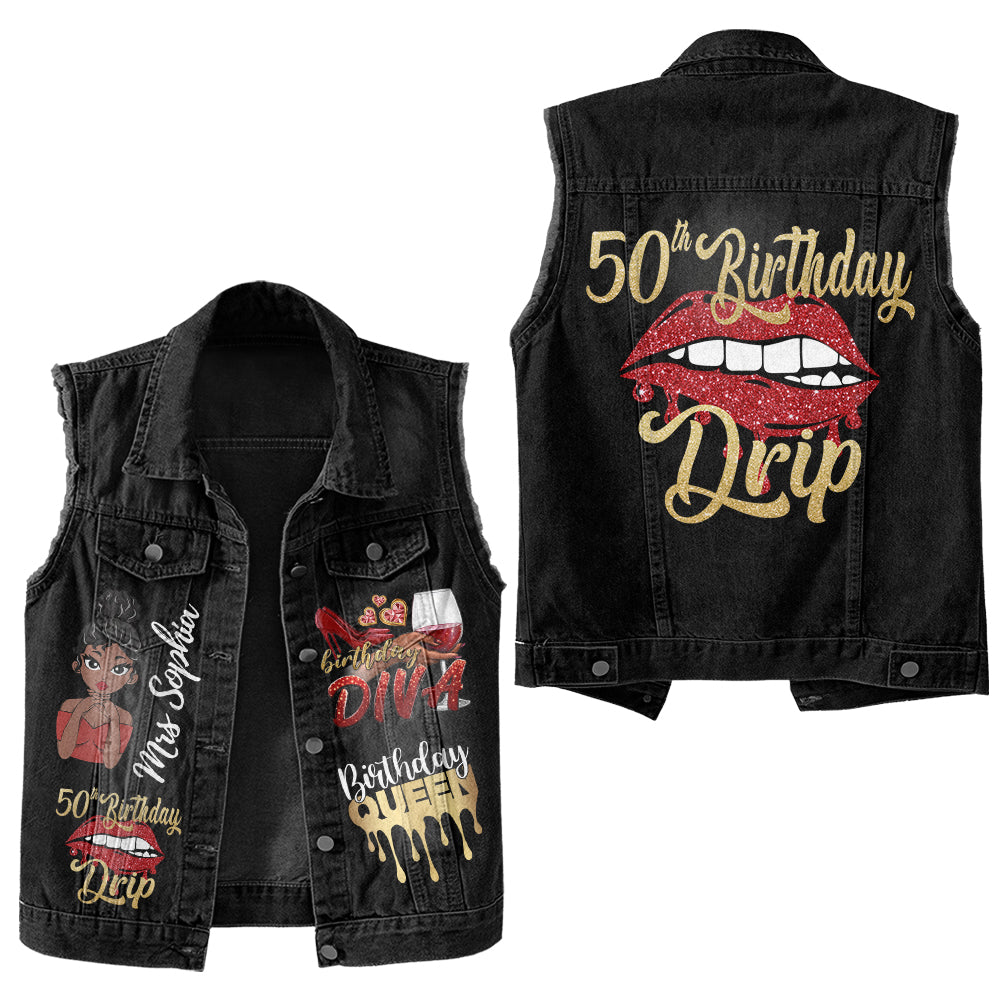 Premium Log Denim Vest - Personalised 50th Birthday Gifts, Gift Ideas 50th Birthday Woman