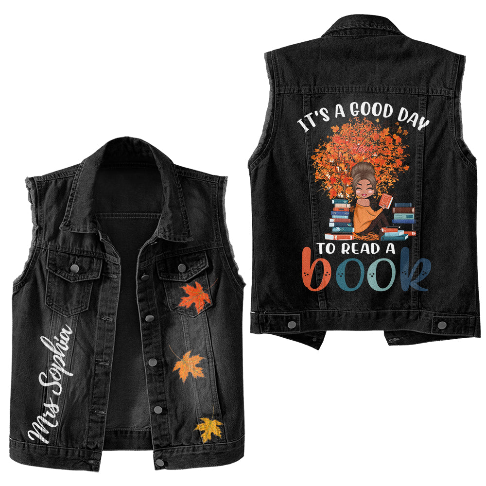 Premium Log Denim Vest - Gift For Women, Denim Vest Book, Reading Book Lover