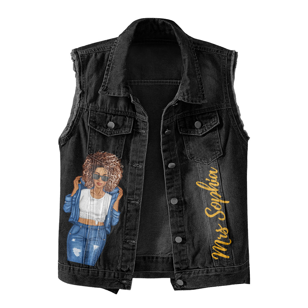 Premium Log Denim Vest - November Birthday Gifts, Custom Birthday Gift, Queens Are Born In November