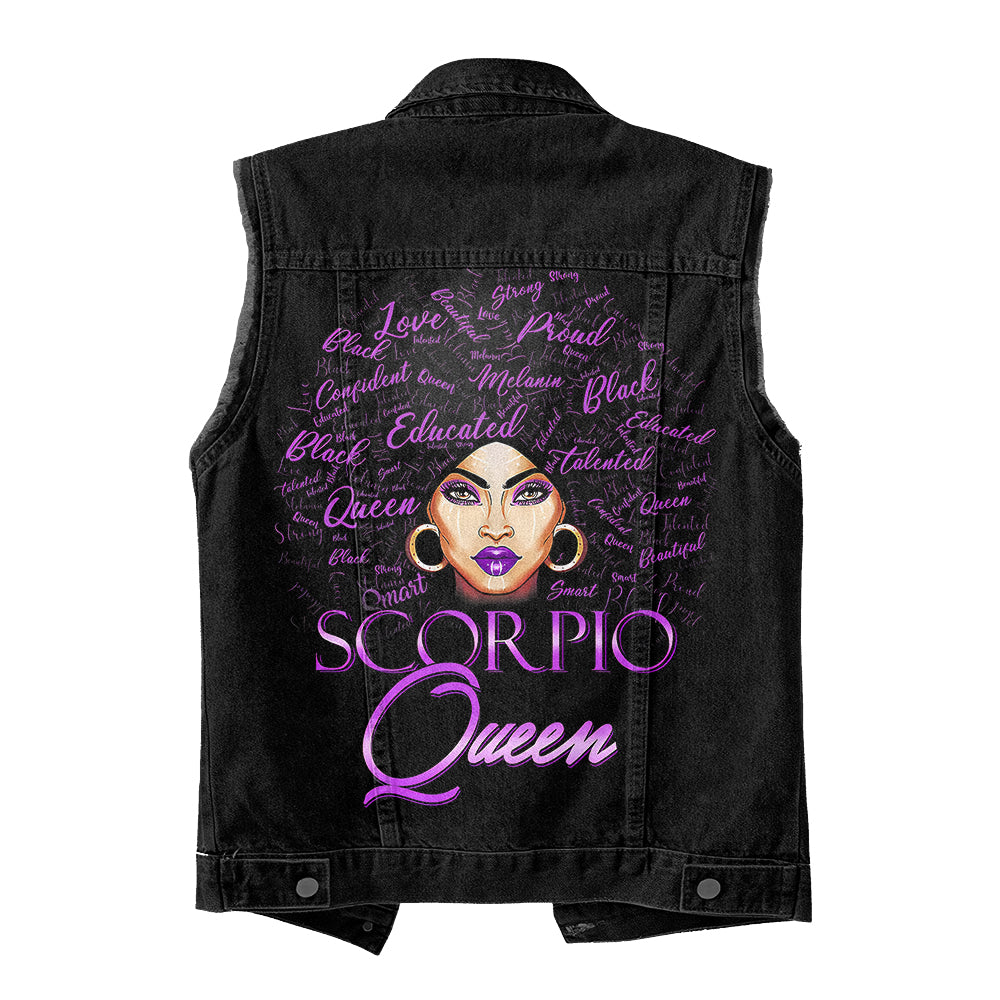 Premium Log Denim Vest - Scorpio Birthday Gifts, Custom Scorpio Gift