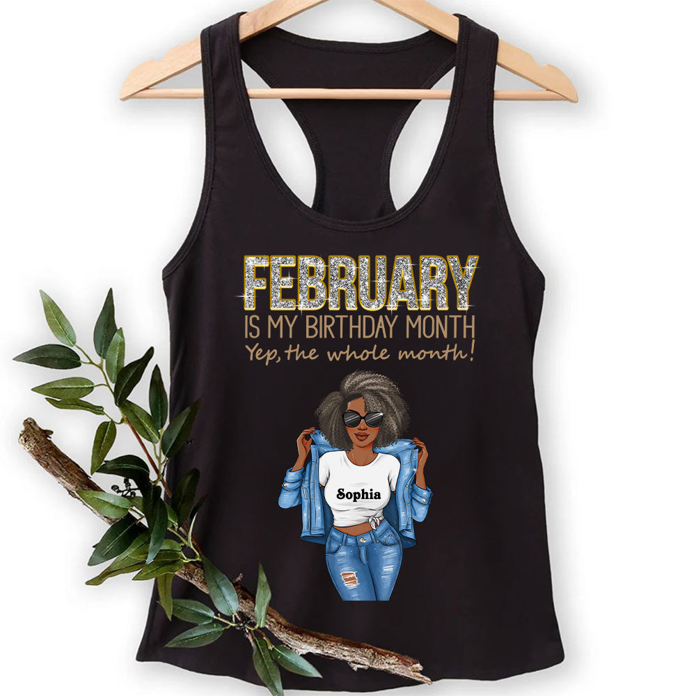 Custom February Birthday Shirt For Woman, Queens Are Born In February Gifts, Melanin Afro Woman Shirt, Black Girl Tee, Afro Queen Gift-YPT-HCT