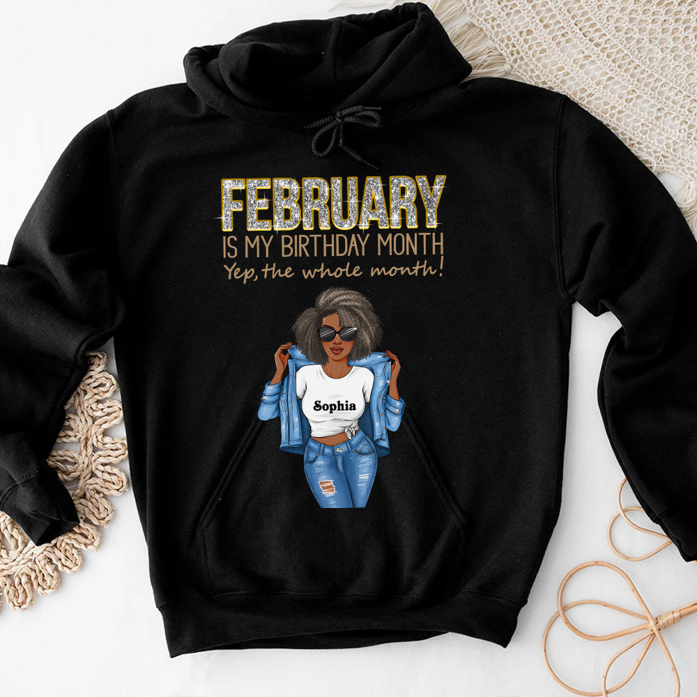 Custom February Birthday Shirt For Woman, Queens Are Born In February Gifts, Melanin Afro Woman Shirt, Black Girl Tee, Afro Queen Gift-YPT-HCT