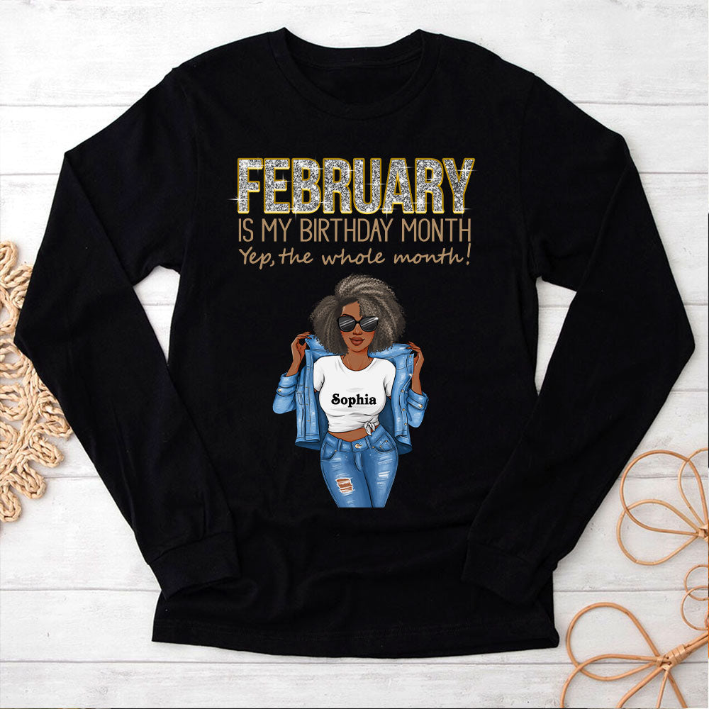 Custom February Birthday Shirt For Woman, Queens Are Born In February Gifts, Melanin Afro Woman Shirt, Black Girl Tee, Afro Queen Gift-YPT-HCT