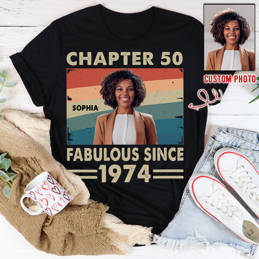 Chapter 50, Fabulous Since 1974 50th Birthday Unique T Shirt For Woman, Her Gifts For 50 Years Old , Turning 50 Birthday Cotton Shirt - HCT