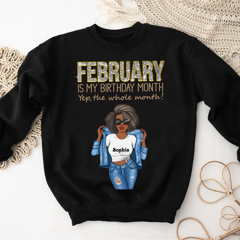 Custom February Birthday Shirt For Woman, Queens Are Born In February Gifts, Melanin Afro Woman Shirt, Black Girl Tee, Afro Queen Gift-YPT-HCT