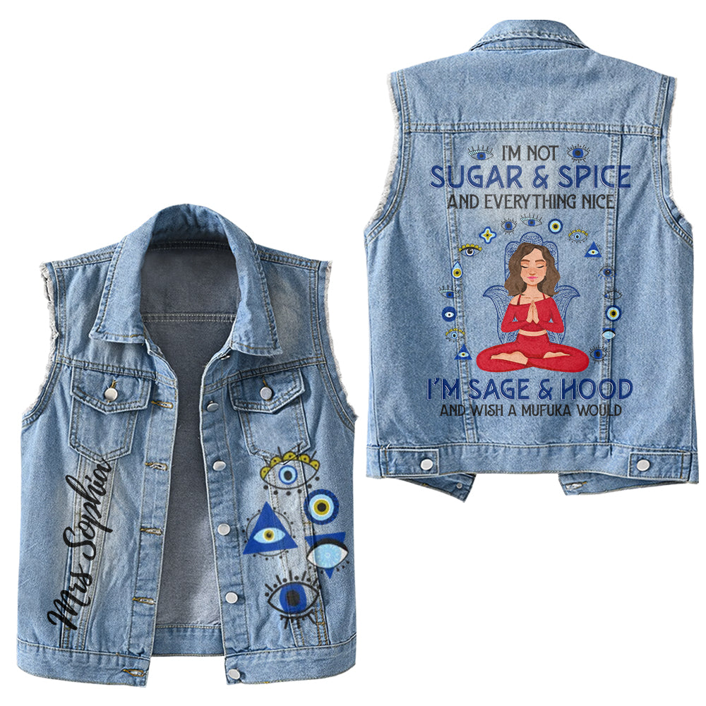 Premium Log Denim Vest - Gift For Women,  Denim Vest  Yoga,  Yoga Lover