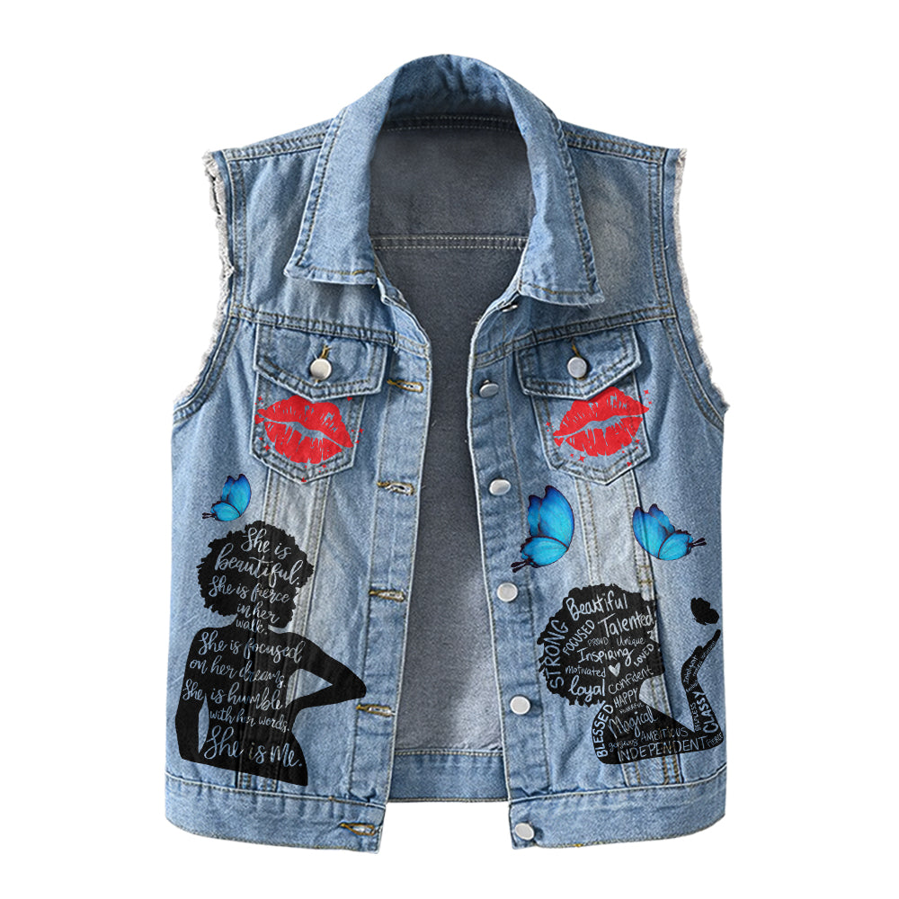 Premium Log Denim Vest - November Birthday Gifts, Custom Birthday Gift, Queens Are Born In November