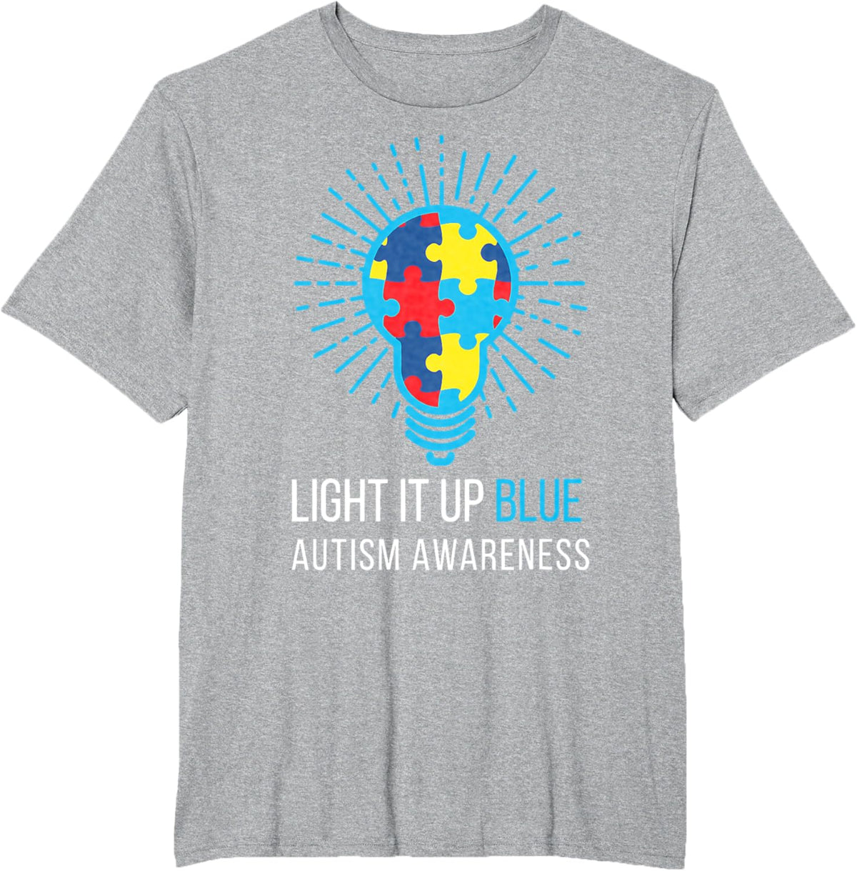 Light It Up Blue Autism Awareness Ribbon Puzzle Pieces