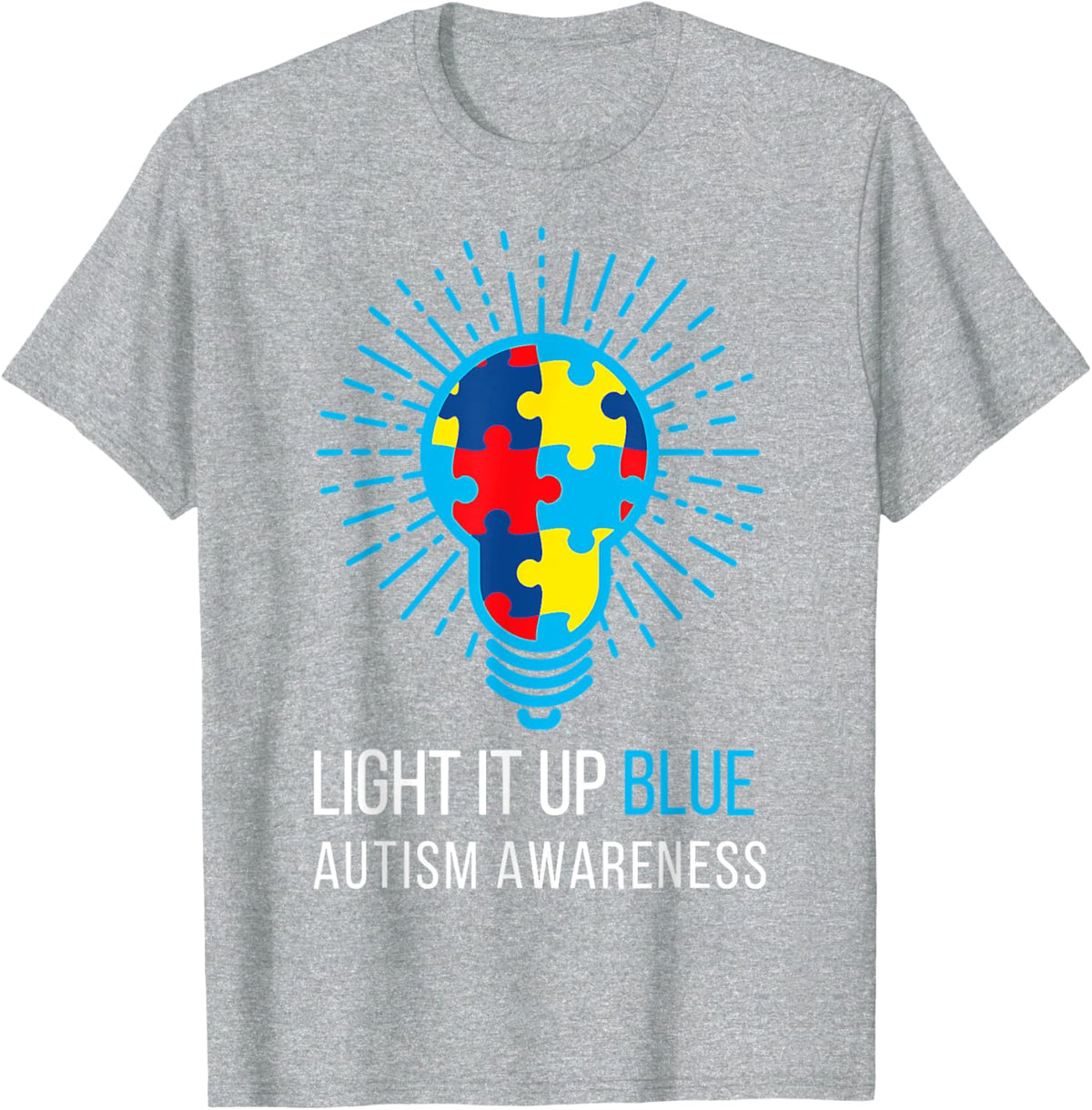 Light It Up Blue Autism Awareness Ribbon Puzzle Pieces