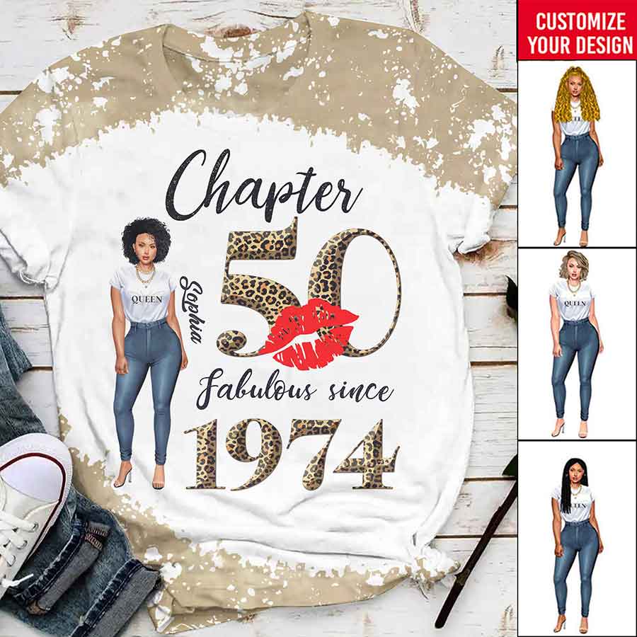 Chapter 50, Fabulous Since 1974 50th Birthday Unique T Shirt For Woman, Custom Birthday Shirt, Her Gifts For 50 Years Old , Turning 50 Birthday Cotton Shirt-YPT-HCT