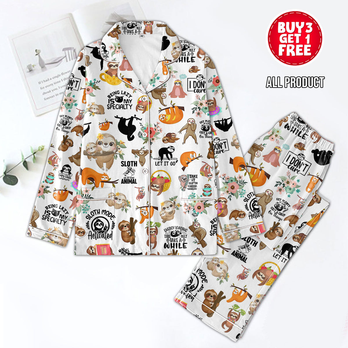 Premium Pajamas Set - Gift For Sloth Lovers