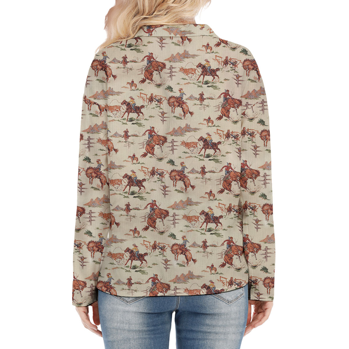 Horse Cowboy Pattern Casual Shirt For Woman