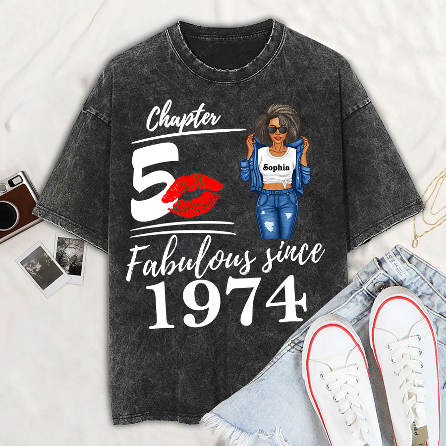 Chapter 50, Fabulous Since 1974 50th Birthday Unique T Shirt For Woman, Her Gifts For 50 Years Old , Turning 50 Birthday Cotton Shirt - ALK