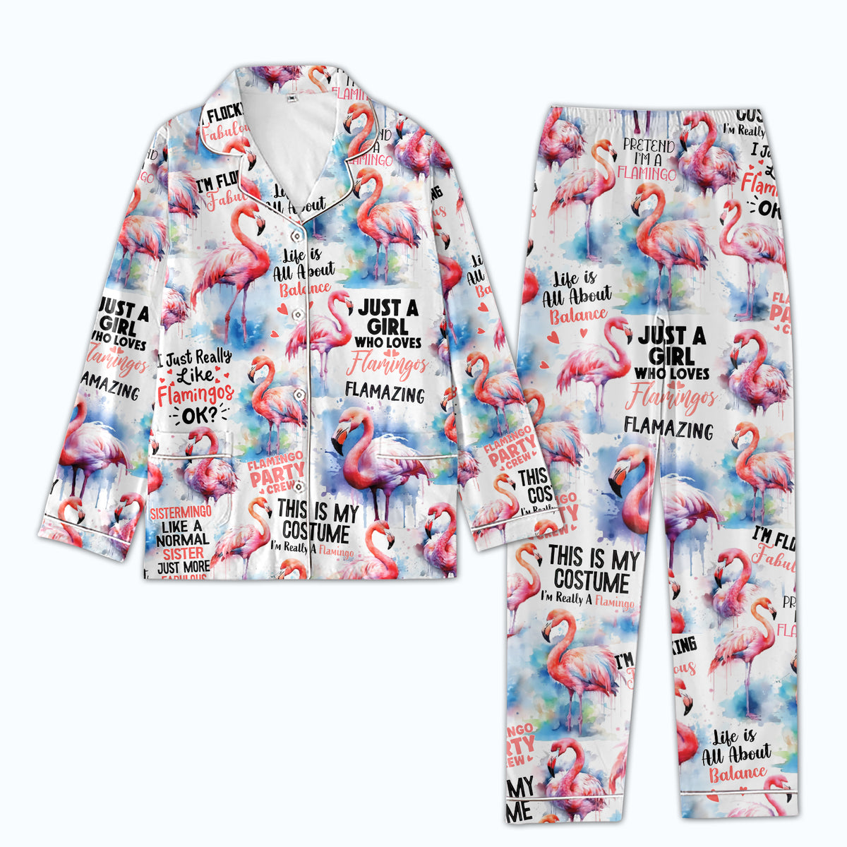 Personalized Women's Pajama Set, Gift For Flamingo Lovers