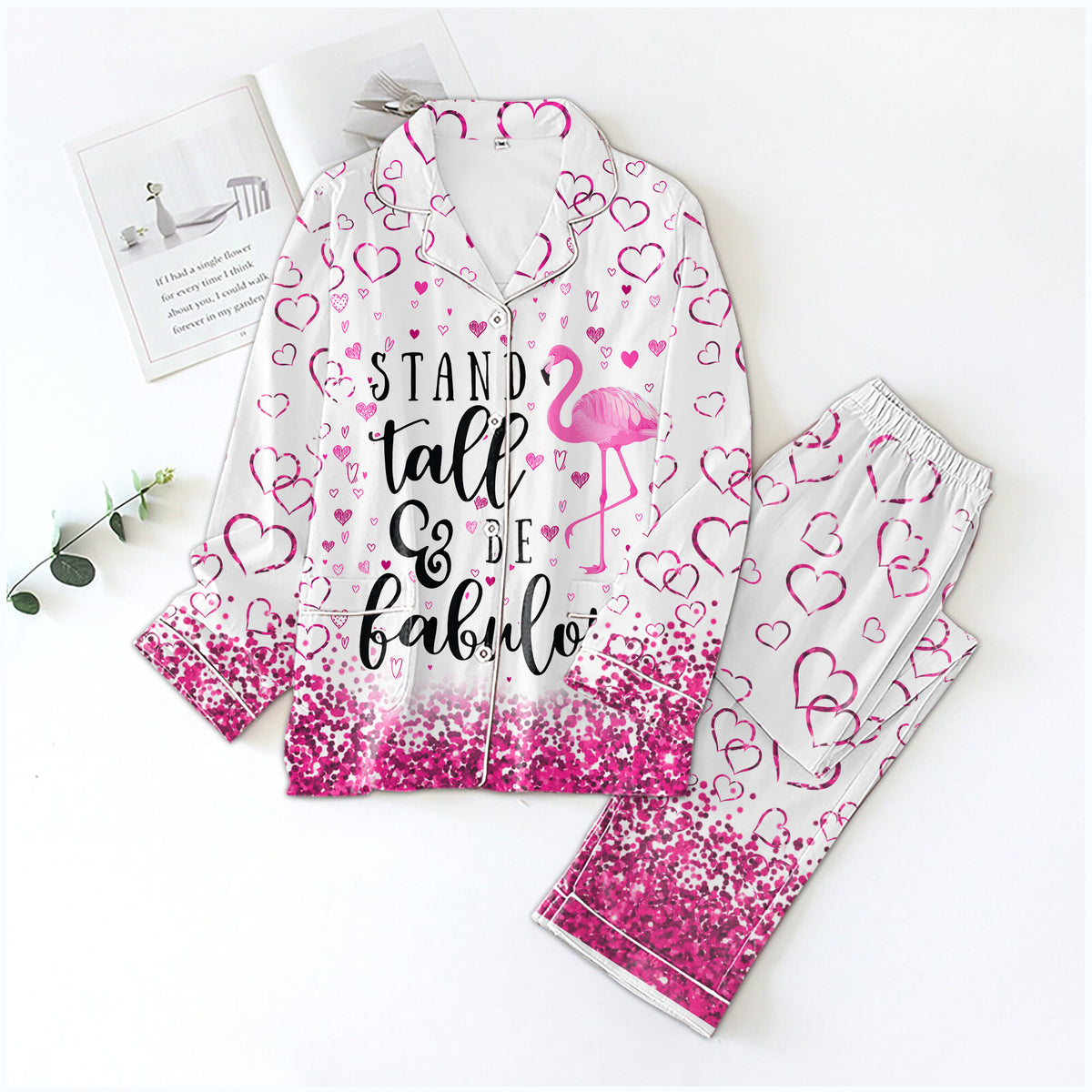 Personalized Women's Pajama Set, Gift For Flamingo Lovers