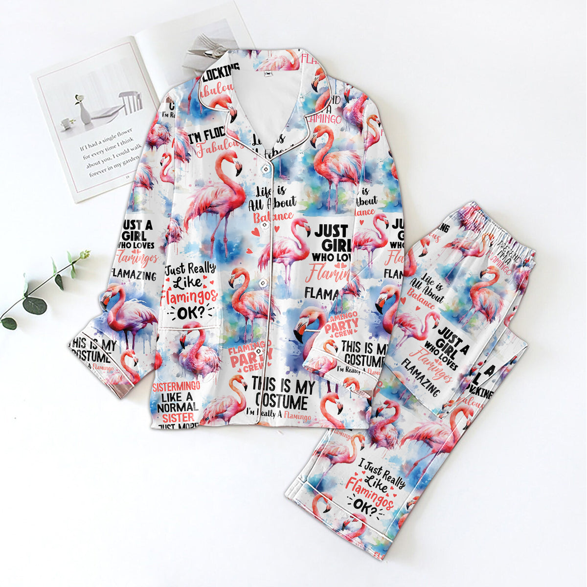 Personalized Women's Pajama Set, Gift For Flamingo Lovers