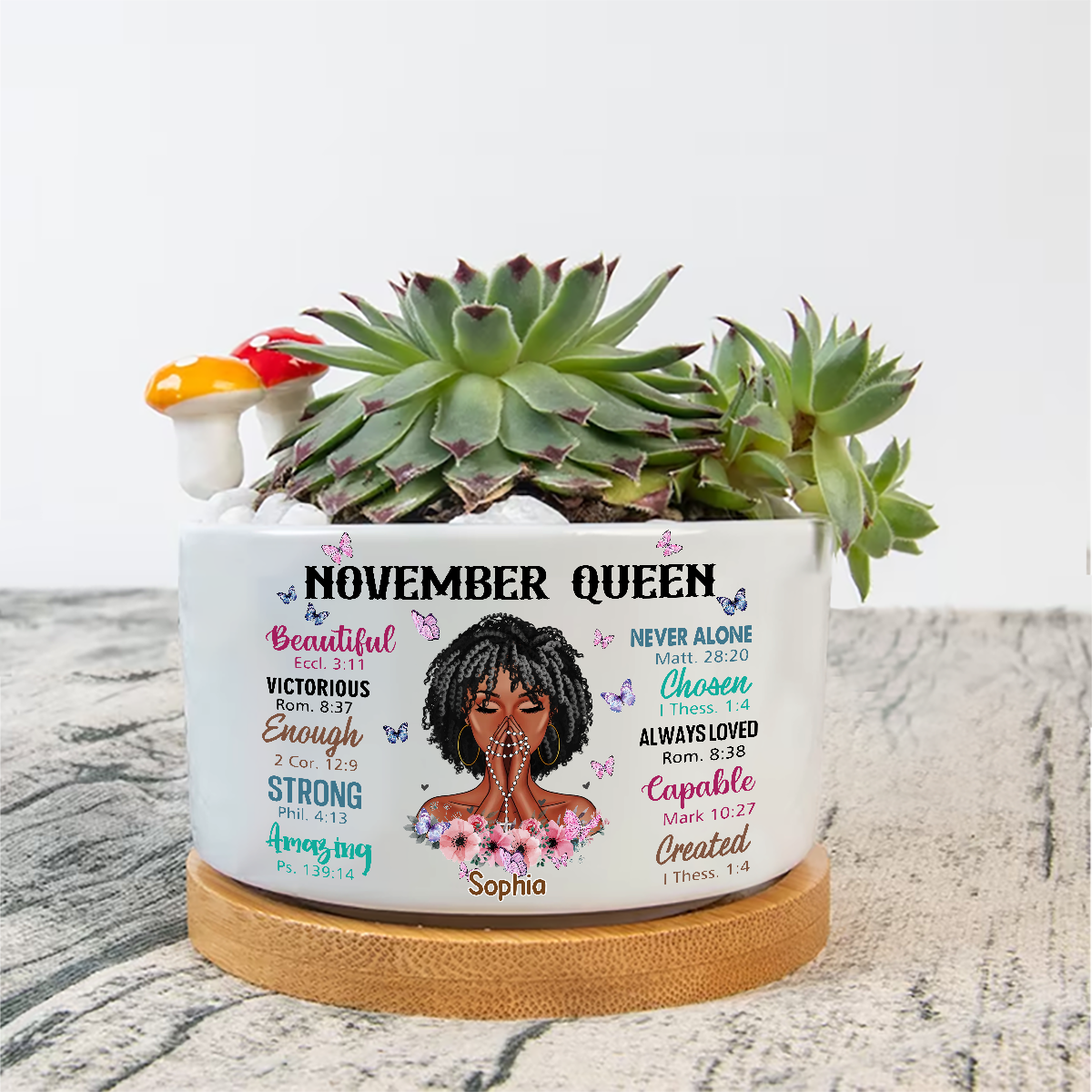 Personalized Plant Pot - Custom Birthday Gifts For November Girls, November Gifts