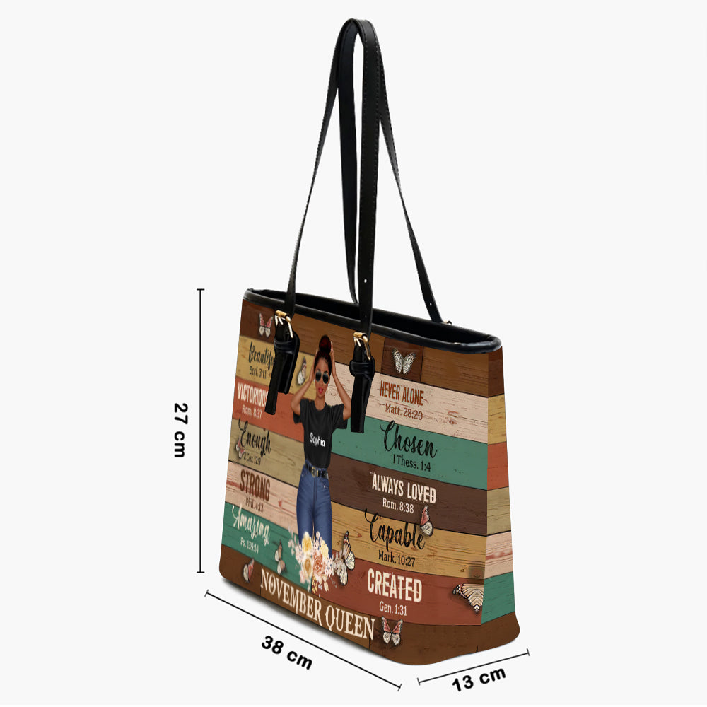 Personalized Tote Bag, Queens Are Born In November Gifts, Custom November Birthday Tote Bag For Woman