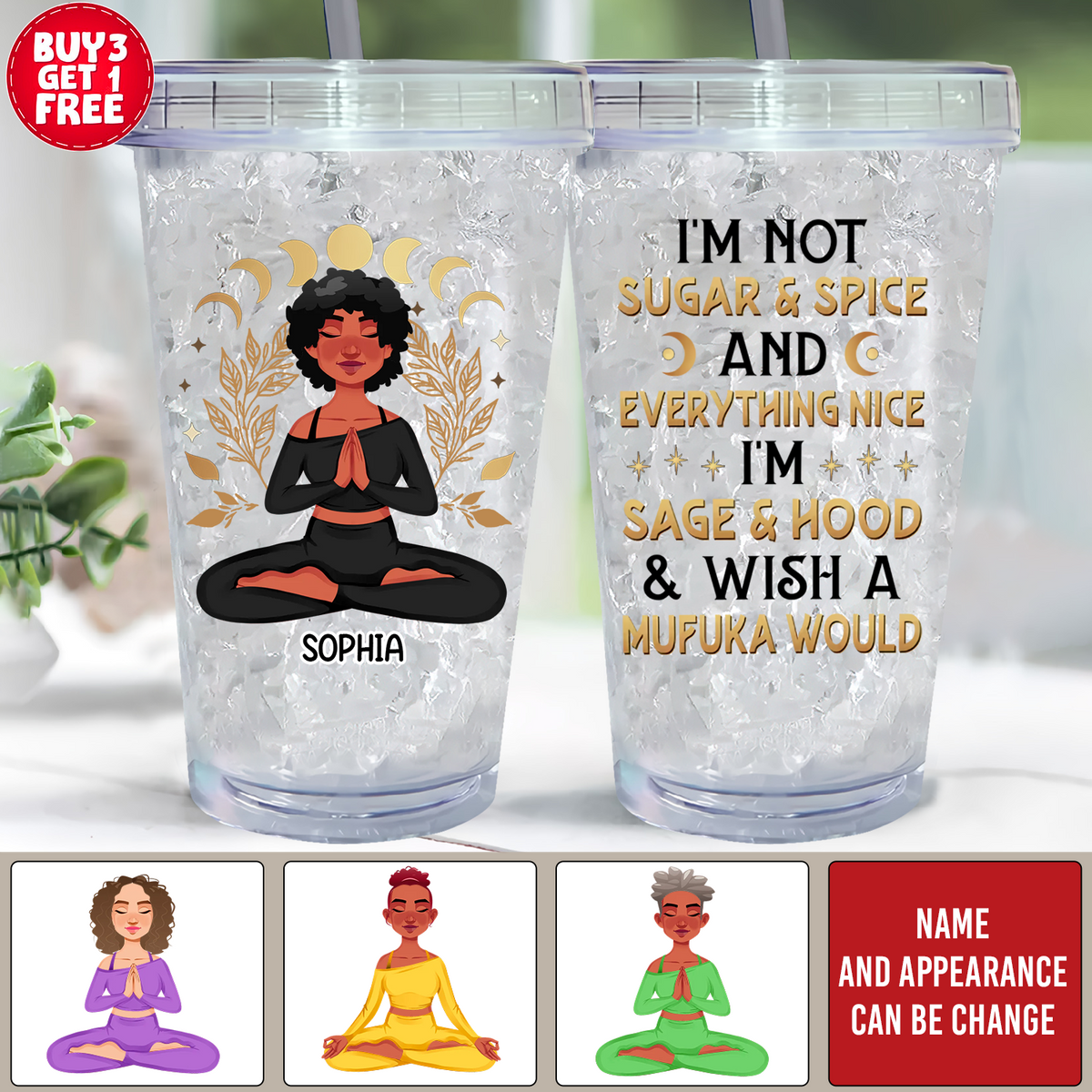 Personalized Clear Acrylic Tumbler w/Straw &amp; Lid, Tumbler Gift Ideas For Her, Yoga Lover