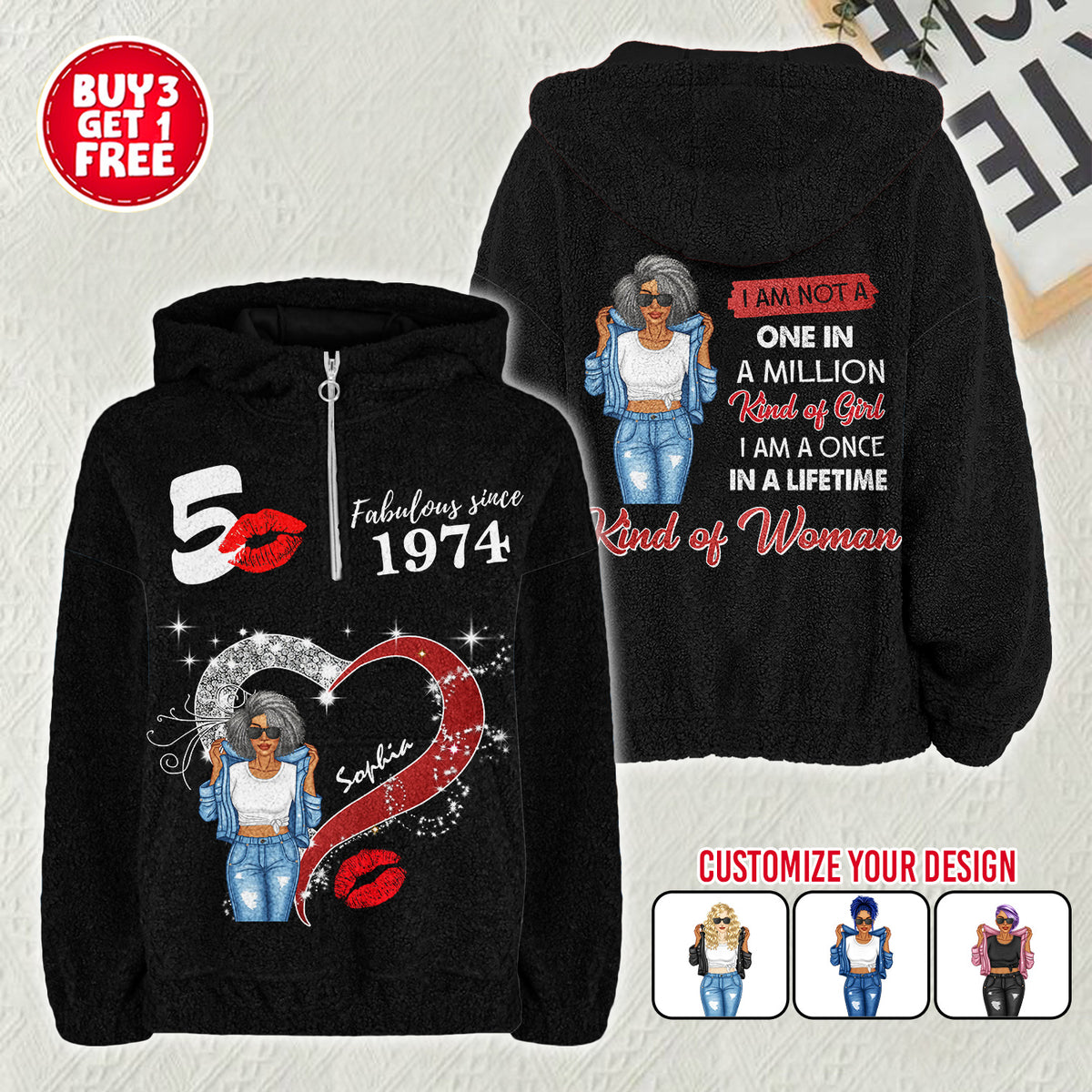 Borg Fleece Sweatshirt - 50 And Fabulous Shirt, 50th Birthday Shirts, Custom Birthday Shirts, Turning 50 Shirt, Gifts For Women Turning 50, 1974 Shirt