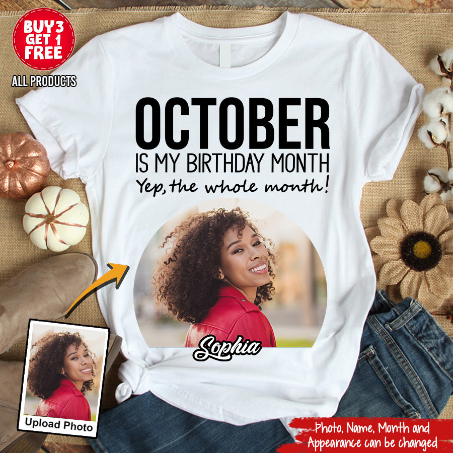 Custom Photo 50&#39;s Birthday Shirt, 50th Birthday Unique T Shirt For Woman, Custom Birthday Shirt, Her Gifts For 50 Years Old, Custom Picture Tee, Personalized Birthday Shirt-YPT-TLQ