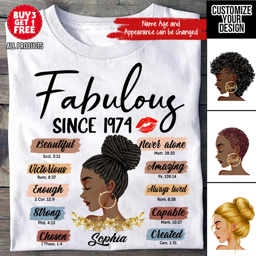 Chapter 50, Fabulous Since 1974 50th Birthday Unique T Shirt For Woman, Custom Birthday Shirt, Her Gifts For 50 Years Old , Turning 50 Birthday Cotton Shirt-YPT-TLQ