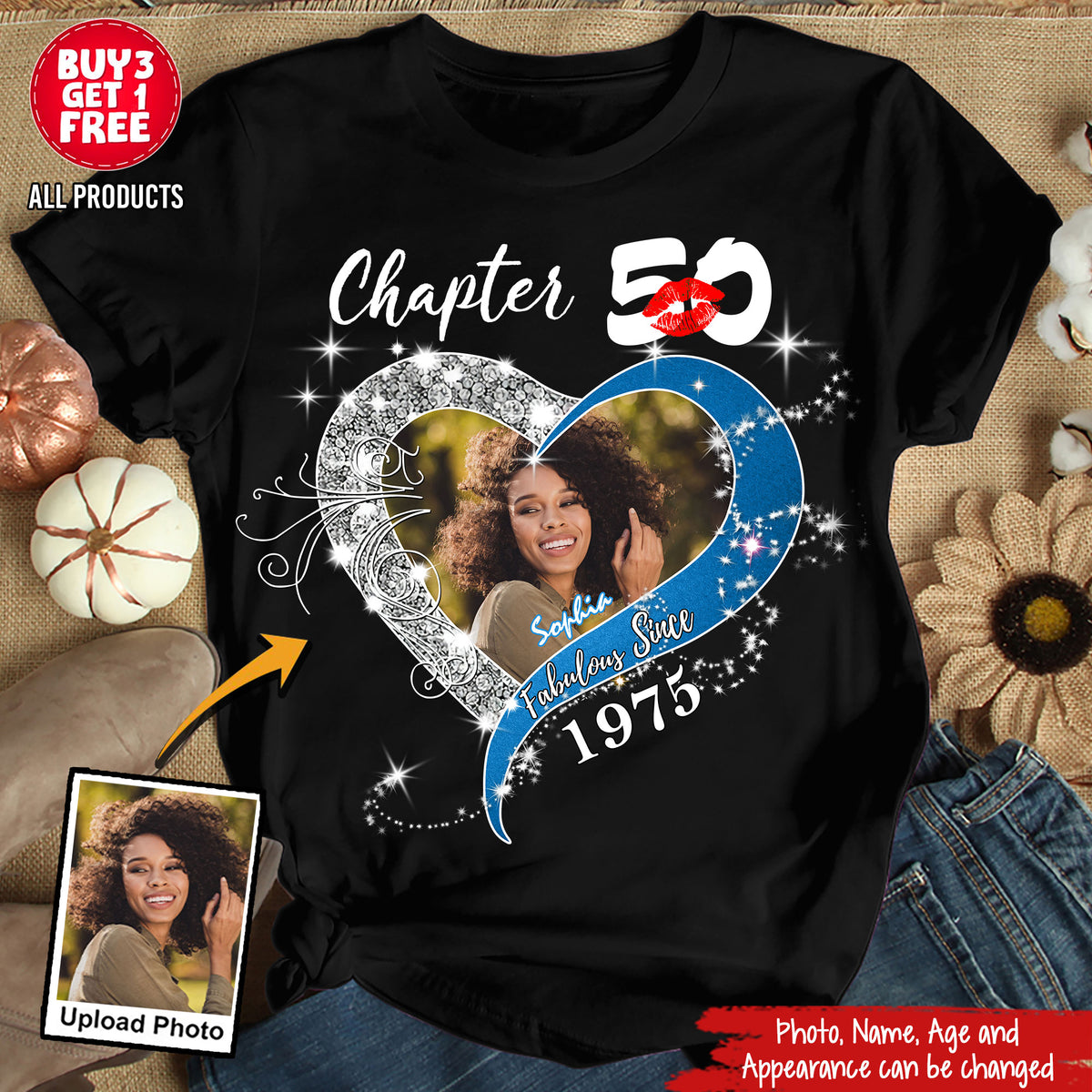 Custom Face Photo 50&#39;s Birthday Shirt, 50th Birthday Unique T Shirt For Woman, Custom Birthday Shirt, Her Gifts For 50 Years Old, Custom Picture Tee, Personalized Birthday Shirt-YPT-TLQ