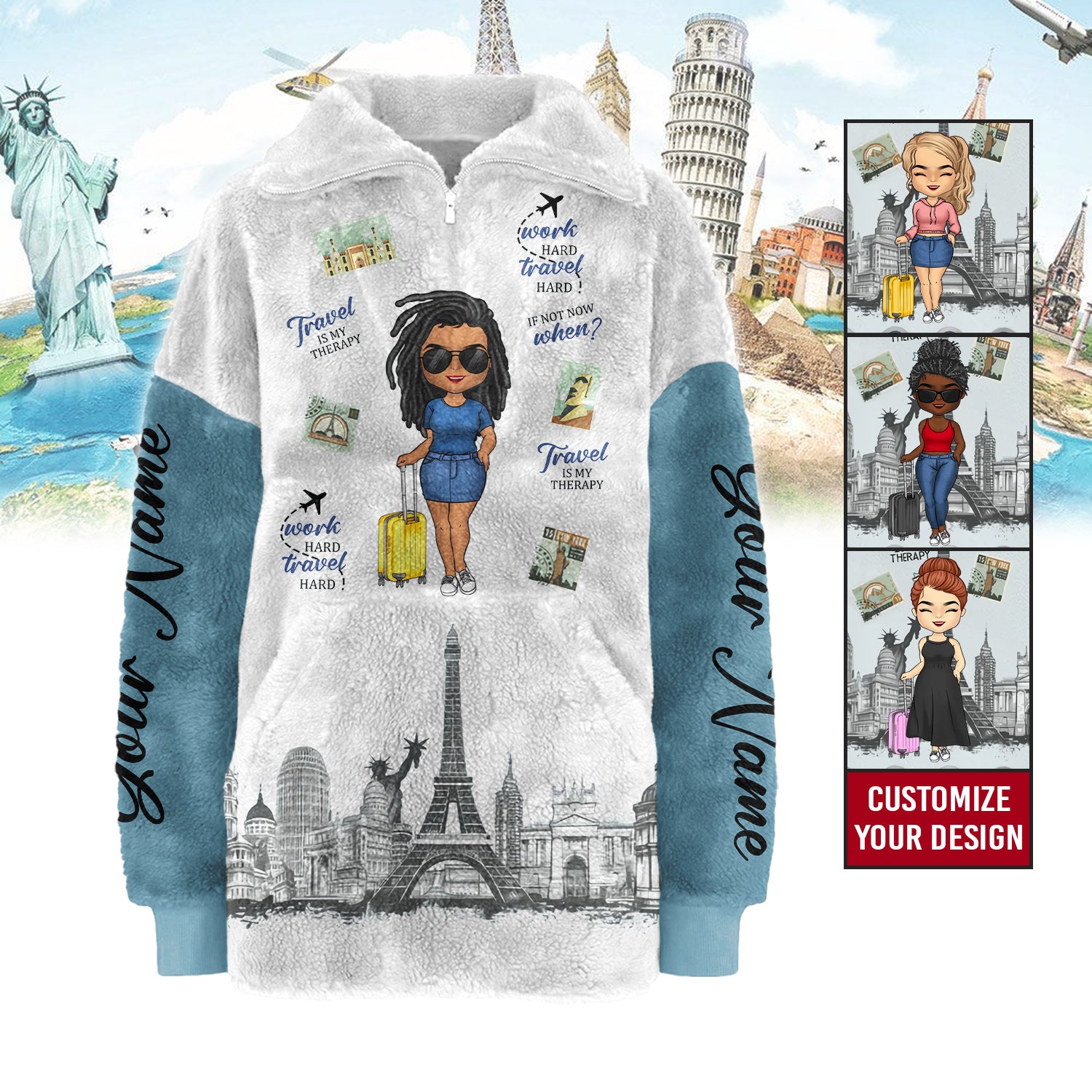 Borg Fleece Sweatshirt - Personalized Gift For Travel lovers