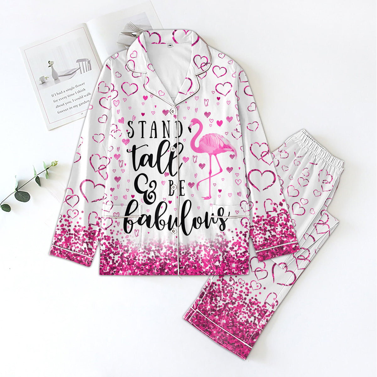 Personalized Women's Pajama Set, Gift For Flamingo Lovers