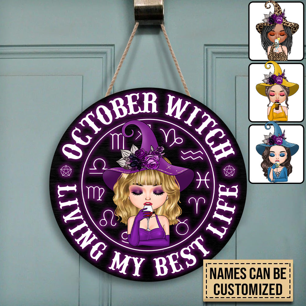 Custom October Birthday Door Sign, Queens Are Born In October Gifts, Halloween Door Sign